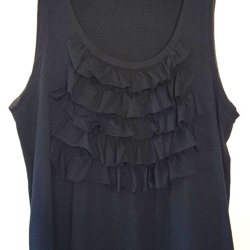GAP Black Casual Cotton Modal Tank Top size M Ruffles Fun Everyday - Picture 4 of 12